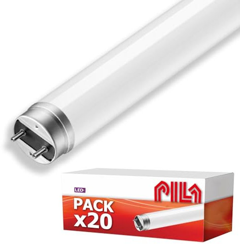 PILA 20er-Pack T8-LED-Röhren, 1,5 m, 19,5 W (= 58 W Leuchtstoffröhre), 2000 Lumen, nicht dimmbar, 230 V oder EM-Vorschaltgerät, CRI80, neutralweißes Licht (4000 K), G13-Sockel, 20.000 h Lebensdauer