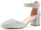 Hitmars Ladies Mid Heel Sandals Court Shoes for Women Low Block Heel Sandals Strappy Pumps Wedding Prom Party Elegant Ankle Strap Evening Silver UK 5