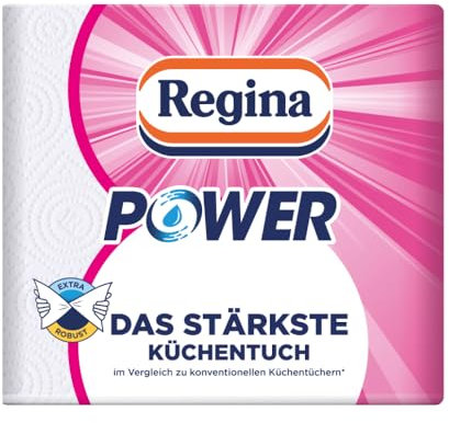 Regina Power Küchentücher – 24 Küchenrollen, 43 Blatt pro Rolle, 2-lagig, Ultrastarke Papiertücher für den ganzen Haushalt, FSC-zertifizierter Frischzellstoff, Verpackung aus recycelbarem Papier