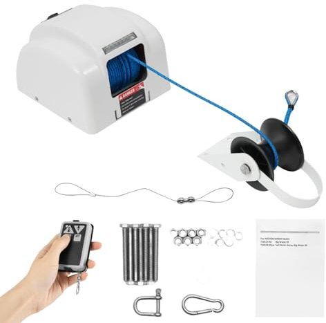 DAOHHFO Molinete eléctrico 45LBS 12 V de ancla de agua salada con mando a distancia, 30 m, para ancla, 21,3 m/min