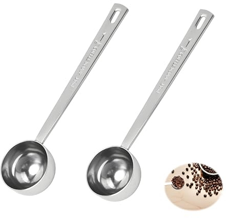 2 Cucharas dosificadoras, Juego de cucharas medidoras de 15 ml dosificadoras de café de acero inoxidable redondas con mango largo herramientas cocina para café molido leche té azúcar proteína Brewin