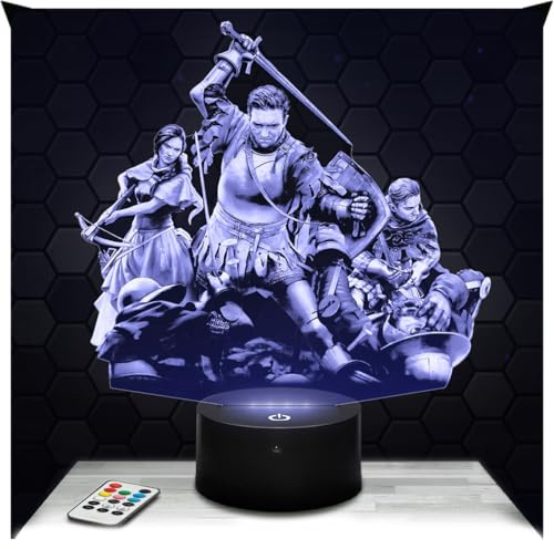 Lampephoto.fr - Lampe Kingdom C. Delivrance 2 Touch Nachtlicht Videospiele | Made in France, Sockel wählbar, dimmbar, Batterie/USB, HD-Lasergravur, Geschenk für Gamer & Geeks