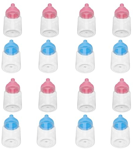 DECOMELODY 24 Stück Teiliges Babyflaschen-süßigkeiten Integriertem Deckel Wiederverwendbare Mini Candy Favor Boxen in Blau und Rosa für Shower Partydekoration und Geschenke