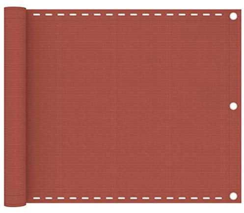 Holamys Brise-vue pour balcon - Rouge terre cuite - 75 x 600 cm - PEHD - Résistant aux UV - Translucide - Avec œillets en aluminium et corde - Pour terrasse, jardin et piscine