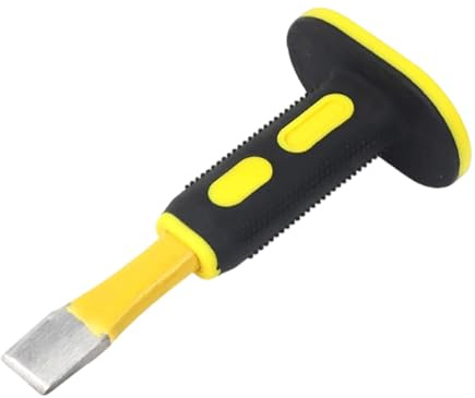 Masonry Chisel with Hand Protection - Carbon Steel Flat Tool for Stone Scaling, Mortar Carving & Rock Shaping- 8 inch