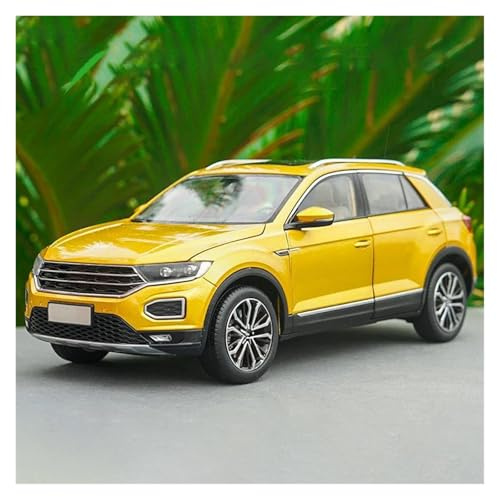AMYALIN Modellauto Automodell 1:18 Für VW Für T-ROC 280STI 2018 Modellauto Aus Metallguss Modellfahrzeuge(Gelb)