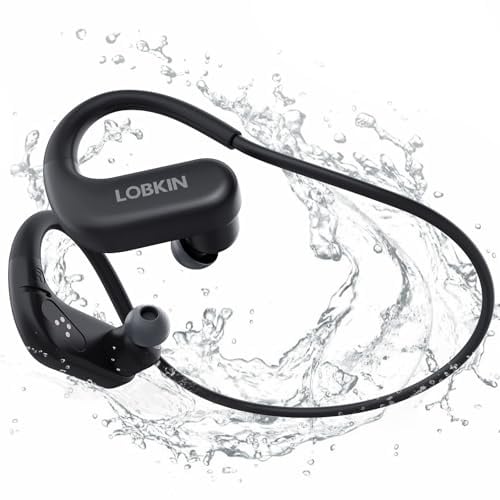 LOBKIN Waterproof Earbuds for Swimming, Bone Conduction Headphones IPX8 Swimming Headphones 8GB Memory Bluetooth 5.4 Wireless 8H Playtime in Ear Underwater Sport Earphones for Swimming, Running