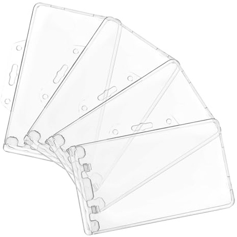 OSALADI Lot de 4 Porte-badges Horizontaux en Abs, Étui Rigide Sécurisé et Pratique pour Cartes D'identité, pour Bureau et Usage Quotidien