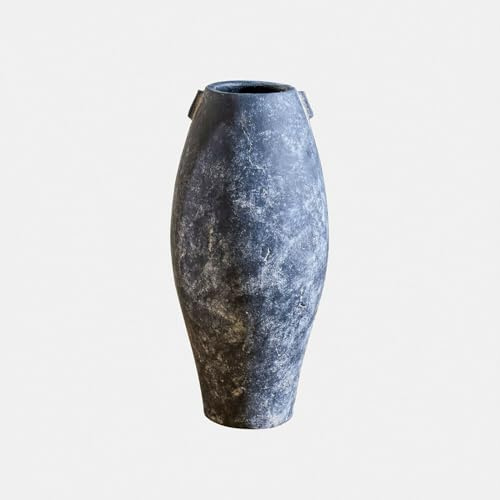 Loberon Vase Tarenti - Handgefertigt - Organische Form - Ideal für Olivenzweige oder Pampasgras - Antik-Finish - Wohnaccessoire - Terrakotta, antikschwarz