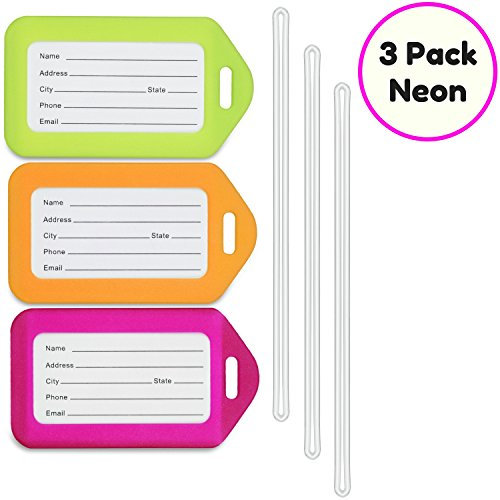 Mifflin – Gepäckanhänger – Neon, 3er-Pack – Reisegepäckanhänger für Gepäck – Kofferanhänger