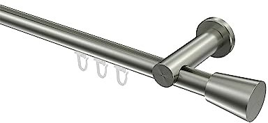 Interdeco Gardinenstangen mit Innenlauf Edelstahl Optik 20 mm Ø Platon Sitra, 200 cm