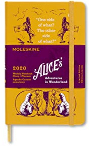 Moleskine - Agenda Hebdomadaire 12 Mois 2020 Alice au Pays des Merveilles, Edition Spéciale Jaune, Couverture Rigide et Fermeture Elastique - Format de Poche 9 x 14 cm - 144 Pages
