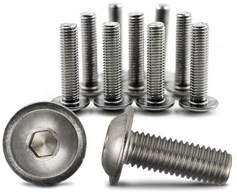 PROTECH Flanschschrauben Innensechskant Flansch ISO 7380 M6x10 | 50 Stück Linsenkopfschrauben rostfrei Edelstahl A2 V2A Linsenschrauben Flachkopfschrauben