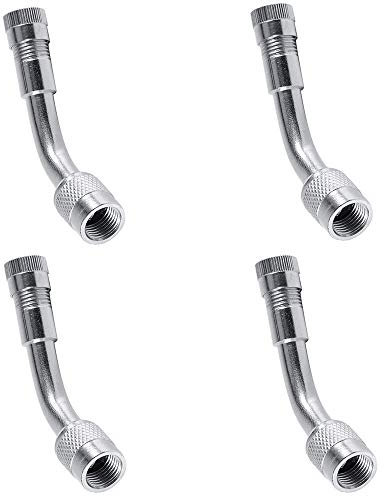135 Grad Reifenventil Verlängerung AdapterUniversal Extender Adapter Set für Auto Fahrrad Motorrad Scooter(Silber) 4 STK.