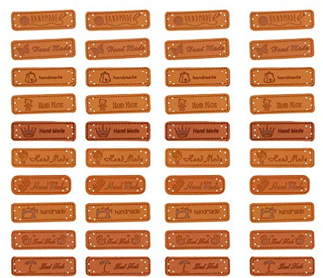 Healifty 40 stücke pu leder label handmade tag label taste verschönerung stricken diy zubehör für jeans taschen schuhe hut (mixed style)