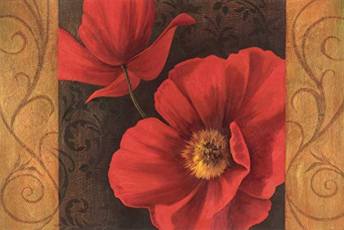 Feeling at home KUNSTDRUCK auf LEINWAND im SCHATTENFUGENRAHMEN Pavs Rouges II Gray Jordan - Blumen horizontal Leinwandbilder im Holzrahmen cm_78_X_118