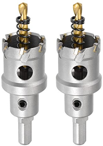 sourcing map Frese a tazza in carburo da 30 mm, seghe a tazza per lamiera di acciaio inossidabile, antiscivolo, con gambo triangolare con punta centrale rivestita in titanio, 2 pezzi