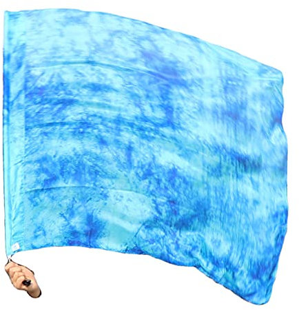 Winged Sirenny Seiden-Poi-Flagge mit Wirbeln zum Drehen, Handbemalt Seiden-Tanz-Flagge für Spirituellen Tanz, Anbetung, Aufführungen & Mentale Heilung, 103 x 88 cm (Blaumond)