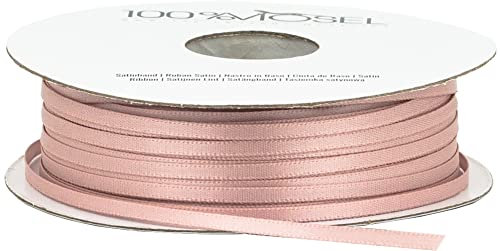 100% Mosel Nastro di Raso, in Rosa Cipria (3 mm x 100 m), Nastro da Regalo finitura lucida, Nastro elegante per Decorazioni & Creazioni, per Confezionare Regali speciali, per Matrimoni, e molto altro