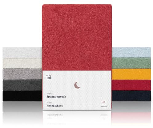 Blumtal® Frottee Spannbettlaken 140x200x27cm - Oeko-TEX zertifiziertes Spannbetttuch 140x200x27cm - Frottee-Spannbettlaken bis 27cm Matratzenhöhe - Rot