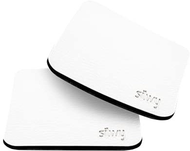 silwy® Metall-Nano-Gel-Pads White in Leder-Optik für standsichere und rutschfeste Magnet-Gläser – abwaschbar, wiederverwendbar und rückstandslos ablösbar (2er Set)