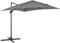 Outsunny 2.7 x 2.7 m Cantilever Parasol, Square Overhanging Umbrella with Cross Base, Crank Handle, Tilt, 360° Rotation and Aluminium Frame, Dark Grey
