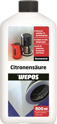 Wepos Citronensäure 500ml | löst Kalk schnell auf und beugt vor | einfache Anwendung | optimiert die Heizleistung