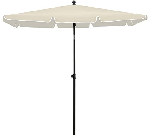 Tidyard Sombrilla de Jardín Paraguas Quitasol Artículos Exterior Terraza Patio Playa Diseño Inclinable Protección Solar Parasol con Poste 210x140 cm Arena