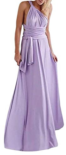 Onsoyours Femme Robe Longue de Cérémonie Chic Robe Multi-Style Sexy Taille Haute sans Manche Robe d’Eté Bandage de Soirée Cocktail Demoiselle d'honneur Mariage Fête Aniversaire Violet Clair L