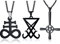 XUANPAI 3 Stück Satanismus Schmuck Leviathan Kreuz Halskette Siegel von Luzifer Umgekehrtes Kreuz Davidstern Halsketten Church of Satan Wiccan Amulett Schmuck für Männer Frauen,Schwarz