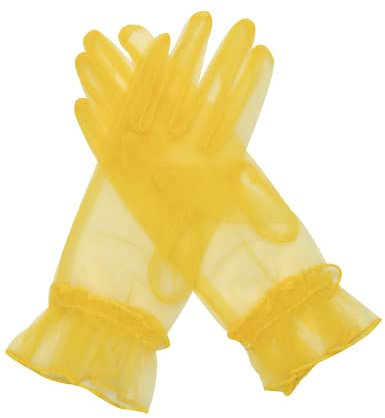 Hoseirty Damen-Handschuhe, kurz, Tüll, Hochzeit, Party, Handgelenk, Vintage, transparent, für Tee, Party, Abend, Abschlussball, Opern, Party, Handschuhe, gelb