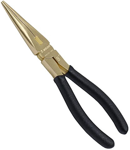 WEDO Alicates con Puntas Rectas,Latón,200mm,Bocas Finas y Estriadas,Alicates de Punta Larga Resistente con Asas de Agarre Suave