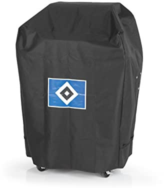 Hamburger SV Wetterschutzhaube Größe M | Abdeckung für Gasgrill, Feuerschalen oder Gartenmöbel | Das Grillzubehör für echte HSV Fans | Abdeckplane aus robustem, schwarzem Polyestergewebe [Mit Logo]