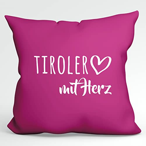 Huuraa Sofakissenbezug Tiroler mit Herz Geschenk 40x40cm Fuchsia Baumwolle Tiroler Geschenkidee