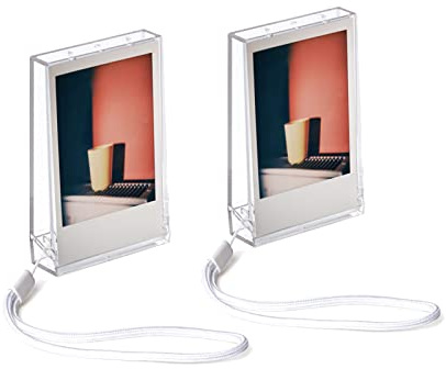 2x3 Mini Film Photo Holder Case for Fujifilm Instax Mini 99 12 11 40 Evo 9 8 7+ 7s Camera 2 Pack Acrylic Pictures Frame for Polaroid Films Desktop Display Accessories with Hanging Lanyard