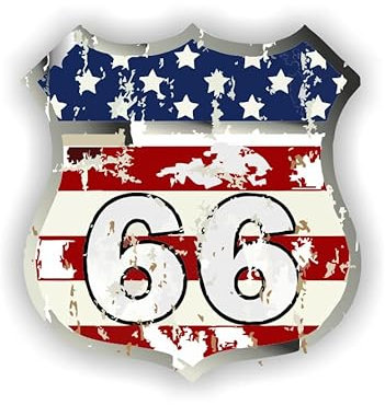 Route Sticker Strade Stemma America Scudo Ala (RP34) (9,5 cm x 9 cm)
