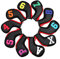 SHABIER Colorful Number Golf Iron Head Covers Iron Headovers Wedges Covers 4-9 ASPX 10pcs (Black with Zipper)