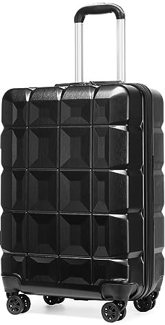 KONO Handgepäck Koffer Trolley Handgepäck 54cm Zwillingsrollen ABS Hartschalenkoffer Reisekoffer mit TSA Schloss 4 Rollen, 54x34x22cm (Koffer Handgepäck, Schwarz)