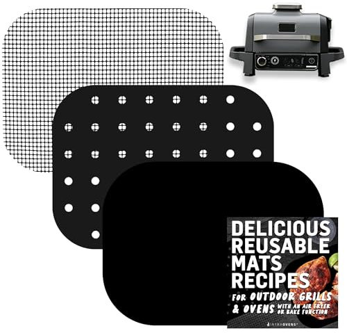Wiederverwendbare Auskleidung, Zubehör für Ninja Woodfire Outdoor-Grill (nur Crisper Basket Only) OG701 OG751, antihaftbeschichtete Grillmatten für Holzfeuer, elektrische Luftfritteuse, Smoker,