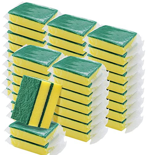 Lot de 80 éponges à récurer emballées individuellement, pour la vaisselle, le ménage, les voyages, les appartements
