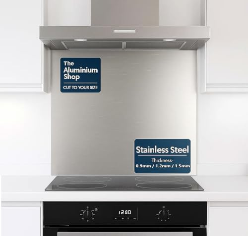 Stainless Steel Brushed Kitchen Splashback 1.2mm Thick Cooker Hob Wall – Multiple Size Options (600mm x 950mm)