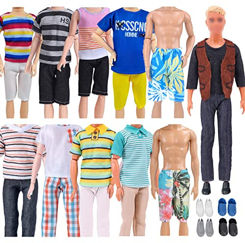 18 Stück Kleidung und Zubehör für Jungen Puppen 6 Freizeitbekleidung Kleidung 2 Badehose 4 Paar Schuhe für 12 Zoll Jungen Puppen