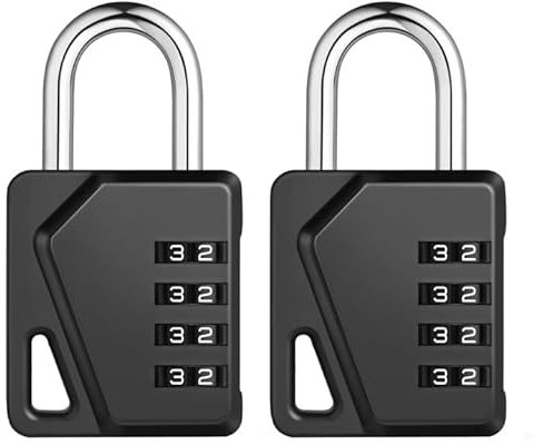 ZHEGE 4-Digit Combination Padlock with DIY Name Tags, Heavy Duty Weatherproof Outdoor Lock for Gym & School Lockers, Shed, Fence, Gate - New Version (Black, 2 Pack)