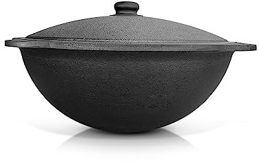 Hierro fundido Kazan 10 L con tapa de aluminio fundido Ø 38 cm para Plov uzbekistán olla WOK плов казан Kazan horno de fuego учак