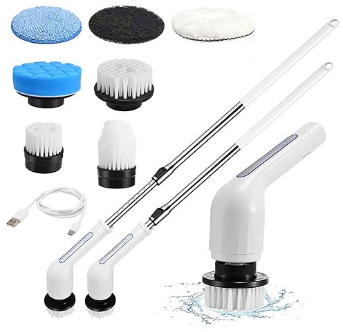 Tisey Brosse Electrique Nettoyage, 7-en-1 Brosse de Nettoyage Rotative sans Fil, Aide à Nettoyer Efficacement Les Coins Difficiles à Atteindre, Installation Facile, Bonnes Idées Cadeaux
