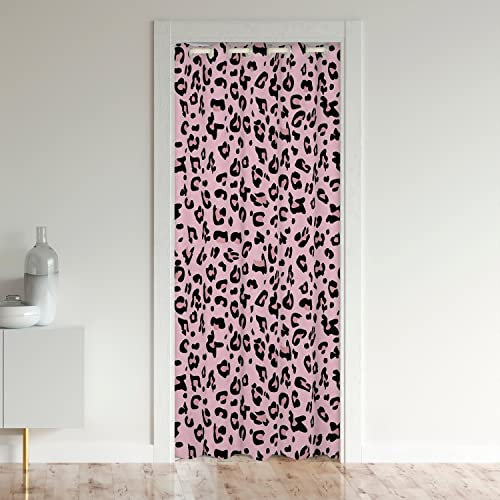 Loussiesd Rosa Leopard Türvorhang 86x203cm für Tür Privatsphäre Wild Tier Geparden Schrank Vorhang für Innentür Raumteiler Africa Wildtiere Verdunkelung Verdunkelungsvorhang Luxus