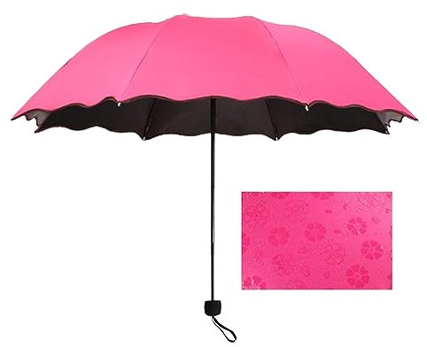 Hearda Parapluie Pliant Manuel, Parapluie Coupe Vent 8 Côtes Parapluie de Soleil Léger et Compact Parapluie Résistant au Vent Parapluie de Voyage pour Homme Femme Enfant (Rose 1,Diamètre 96 cm)