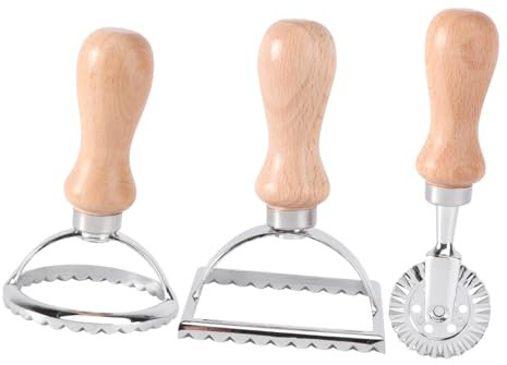 IMIKEYA 6pcs Lace Fondant Biscuit Mold Wooden Handle Large Round Square Pastry Cutting Wheel Easy to Use Cookie