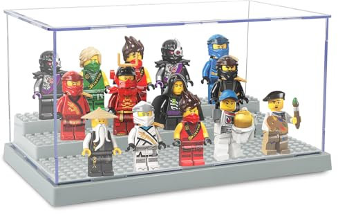 Acryl Schaukasten Vitrine, XiYee 3 Schicht Mini Figuren Schaukasten Staub Beweis Show Fall Base Für Minifiguren Ziegelstein Block Actionfiguren Blöcke Aufbewahrungs Display (B)