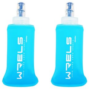 WRELS Folding Soft Flask Portable Collapsible Running Lightweight Water Bottle for Outdoor Sports,Travel with Mouthpeice Cover(150ml-2 Packs)